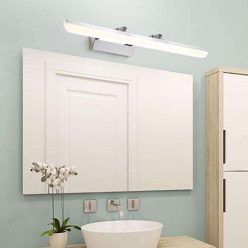 DAR Adjustable Design Bathroom Wall Lamp Acrylic Lampshade 40/60/80/100cm Stainless Steel Led Mirror Light Luminaria Wandlamp