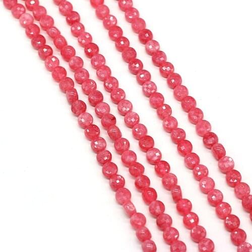 Natural Semi-Precious Stones Beaded 6mm Oblate Shiraishi Dyed Pink Faceted Beads for Charm Jewelry Making DIY Trendy Bracelet