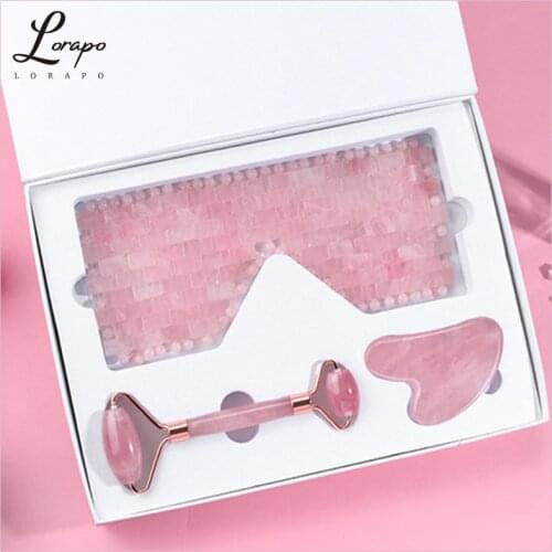 Natural Jade Roller Jade Eye Mask Facial Massager Jade Roller Jade Melon Sand Set Natural Stone Face-lifting Facial Massage Tool