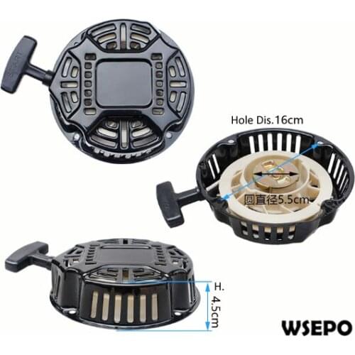 New Type Black Pull Recoil Starter W/ Hole Distance.160mm and fits 168F/170F,GX160/GX200 Type 5.5hp-7hp 163cc-212cc Gas Engine