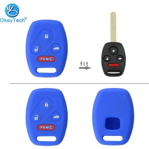 Okeytech For Honda Accord Civic CR-V CR-Z Silicone Car Key Case Cover Remote Key Case Fob Shell Cover Skin Holder 4 Button