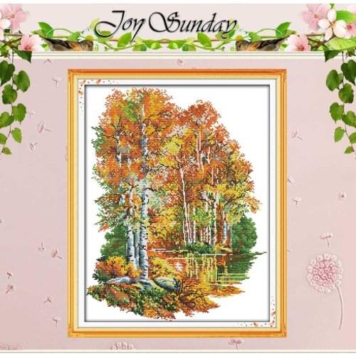 In The Autumn Of Birches Counted Cross Stitch 11 14CT Cross Stitch Set Wholesale Scenery Cross-stitch Kit Embroidery Needlework