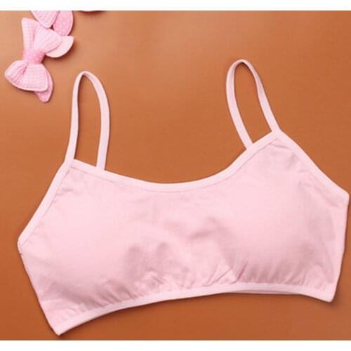 Young Girls Solid Soft Cotton Bra Puberty Teenage Breathable Underwear Kid Cloth