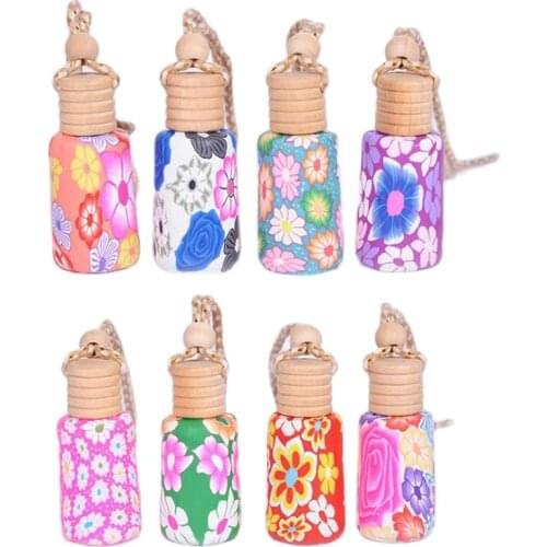 Polymer Clay Refillable Bottle Pendant Essential Oil Aromatherapy Bottle Ornaments Gift Many Patterns Random Color 25pcs/lot