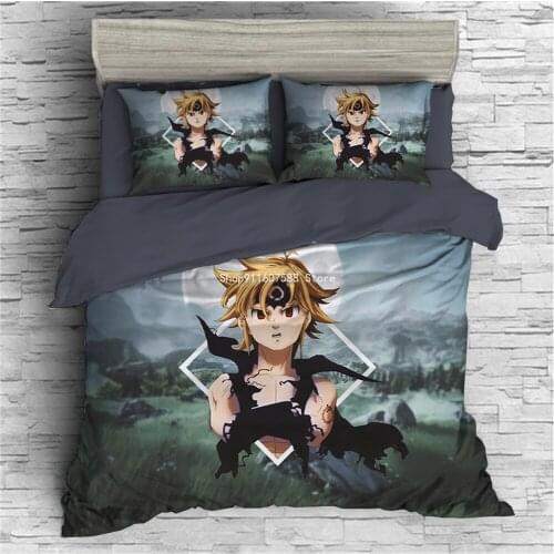 Japanese Anime Teen Boy Bedding Twin Full Queen Super King Single Double Size Duvet Cover with Pillowcase The Seven Deadly Sins