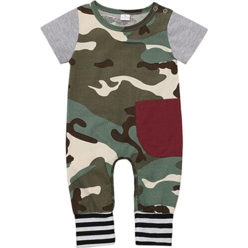 Pudcoco US Stock Newborn Baby Girl Boys Clothes Camouflage Jumpsuit Romper Short Sleeve Casual Cotton Summer Outfits
