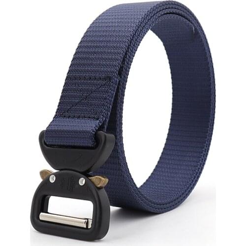 Flying Art Men And Women Outdoor Canvas 3.2cm Wide Nylon Thin Belt Alloy Personality Small Goldfish Buckle Luxury Gift Belt