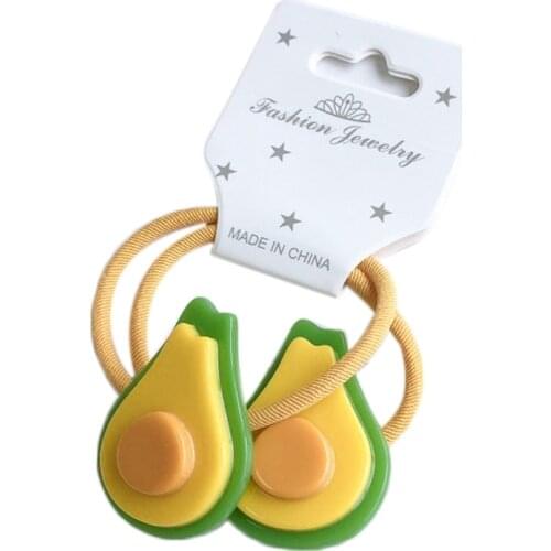 2pcs/pair Kids Girls Elastic Hair Ties Ponytail Rope Acrylic Cartoon Rubber Band F42F