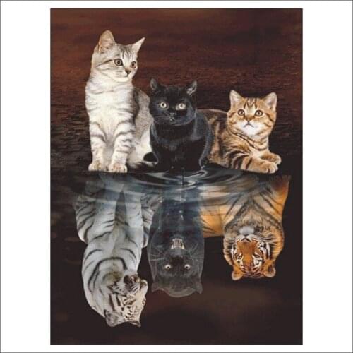 Animal Cat Tiger Diamond Mosaic DIY Diamond Embroidered Square Paste Full Cross Embroidery Set Home Decoration Gift T373