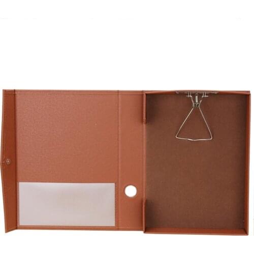 PU Leather A4 Paper File Folder Spring Steel Clamp File Box 300 Pieces A4 Paper Capacity Document Organizer Holder