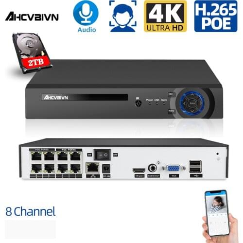 4K H.265 8CH POE NVR 1080P HDMI Full HD Network Video Recorder Plug & Play CCTV System For POE Camera Home Security ONVIF P2P