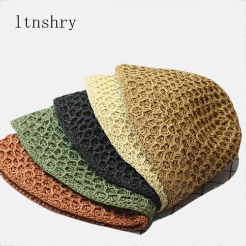2021 New Sun Hat Wide Brim Floppy Summer Hats For Women Beach Panama Straw Dome Bucket Hat Femme Shade Hat Solid color