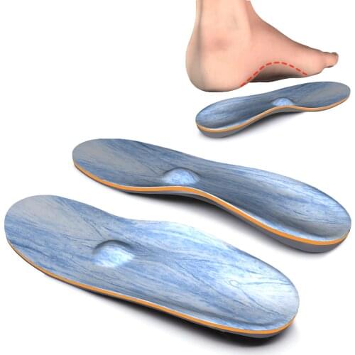 Memory Foam Blue Stripe High Arch Support Insole Ease Plantillas Fascitis Plantar Foot Pain for Women and Men Orthopedic Insoles