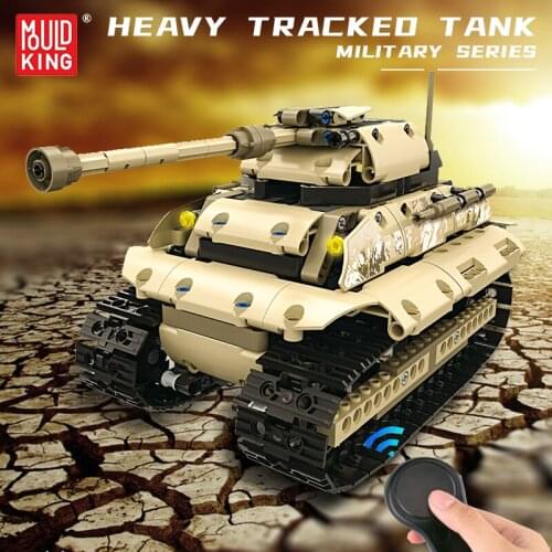 Remote Control Building Blocks Heavy Tracked Tank Model WW2 Military High-Tech Toy MOC Bricks Army Toys Kids Gifts MOULD KING