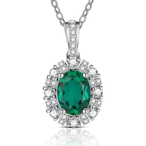 100% 925 Sterling Silver Oval Shape Emerald Pendant For Women Birthstone Pendant Necklace Classic Jewelry Wedding Gift Wholesale