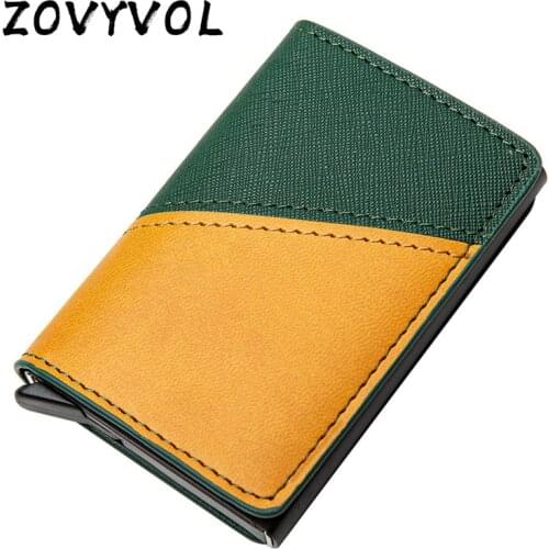 ZOVYVOL 2021 Fashion Mixed Color RFID Card Holder Leather Aluminum Wallet Travel Passport Holder Slim Passport Cover Purse Small