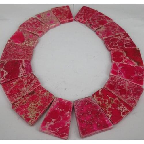 20pcs 30*40mm New Pink Imperial Stone Slice Beads, Top Drilled Slab Shape Gems Stone Beaded Accessories Jewelry Making