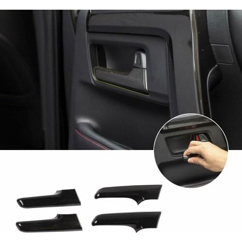 4pcs Door Handle Knobs Cover Trim For Toyota 4Runner 2010-2019 Black wood grain