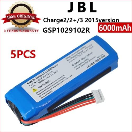 5PCS New 6000mAh GSP1029102R Battery for JBL Charge 2 Plus,Charge 2+,charge 3 2015 Version P763098 GSP1029102 Batteries