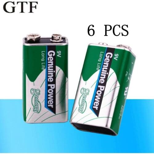 6pcs Super Heavy Duty 9V 6F22 Dry Zn/MnO2 Battery for Remote Control Toys / Smoke Alarm Microphone instrument Dry Batteria Cell