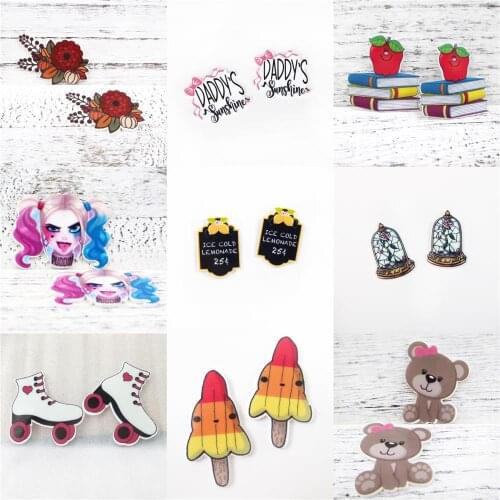 Ice Cream Back to School Bear Acrylic Flatback Planar Resin DIY Making For Bow-knot Phone Case Gift Decoration Accessories