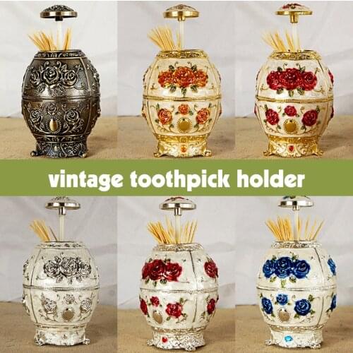 1PCS European Retro Egg Shape Automatic Pop-up Toothpick Holder Toothpick Container Restaurant Household Toothpick Storage Box