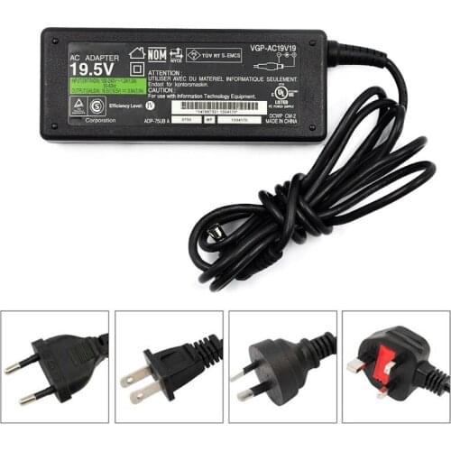 Used Power Supply Cord for Sony Vaio AC Adapter Battery Charger VGP-AC19V19 19.5V 3.9A