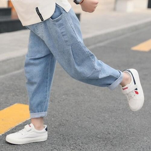 Boys Pants Kids Clothing Spring and Autumn Trousers 2021 New Middle and Large Childrens Loose Boy Fashion Jeans