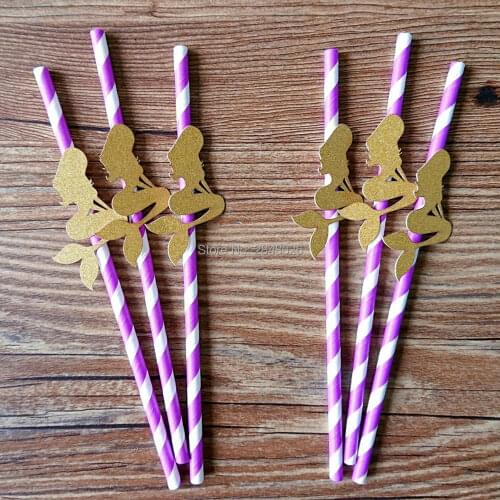 Mermaid paper Straws- under the sea Decorations-mermaid party, gold birthday deco