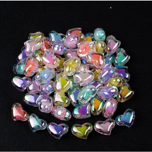 New 20/40Pcs/lot AB Colorful Transparent Love Heart Shape Acrylic Beads Loose Spacer Beads for Jewelry Diy Bracelet Accessories