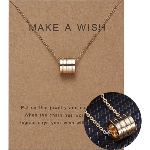 1 Piece Cardboard Series Necklace Cylinde Pendants Chains Necklaces Gold Color For Minimalist Women Girl Neck Jewelry Gifts 40cm