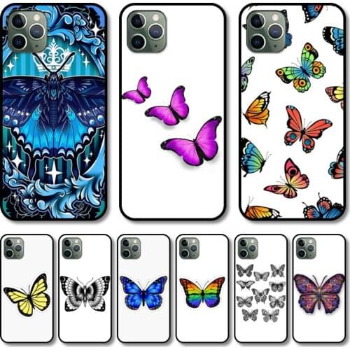 Butterfly Phone Case cover For iphone 12 pro max 11 8 7 6 s XR PLUS X XS SE 2020 mini black cell shell