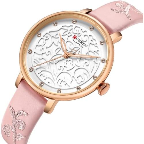 CURREN 9046 waterproof quartz ladies watch fashion casual leather wrist watch