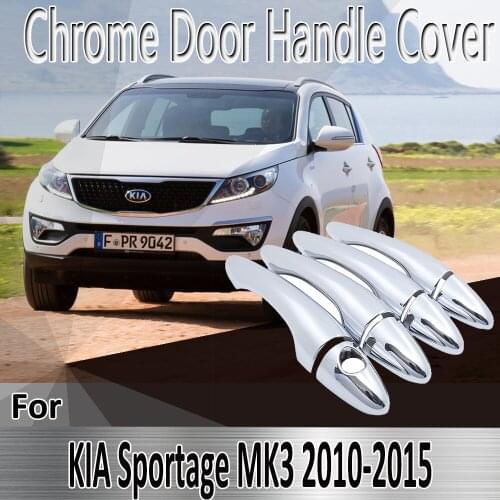 For KIA Sportage MK3 SL 2010~2015 2011 2012 2013 2014 Stickers Decoration Chrome Door Handle Cover Refit Car Accessories