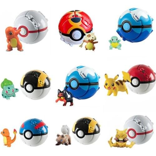 Pokemon Toys Pokeball + 1pcs Tiny Figures Inside Anime Action Figures Cubone Pikachu Ball Model Doll Toys For Childrens Gift