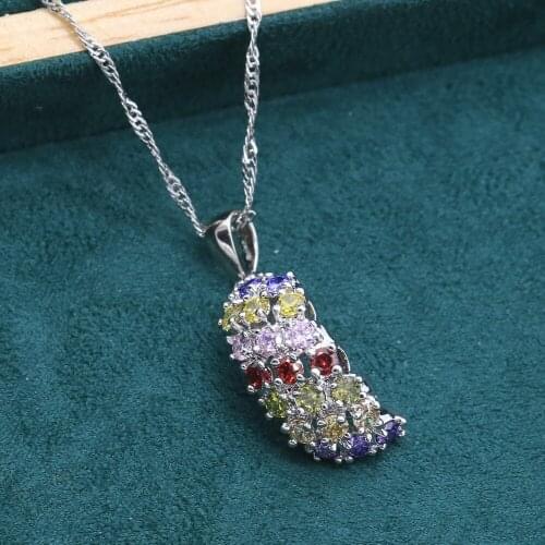 Exquisite 925 Silver Pendant Necklace For Women Wedding Jewelry Multicolor Black White Topaz Christmas Gift