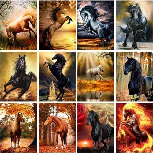 5d Diamond Painting Square Drill New Arrivals Horse Run Autumn Home Decor Embroidery Animal Fantasy Mosaic Wall Stickers