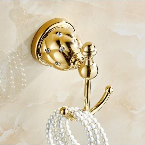 Robe Hooks Gold Bathroom Hooks for Towels in Rails Clothes Hook Silver Finish Cloth Hangers Bath Hardware Home Decorati