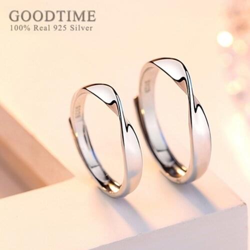 Trendy Lover Rings 100% Real 925 Sterling Silver Rings Wedding Rings Mobius Ring Couple Ring Valentines Day Present For Party