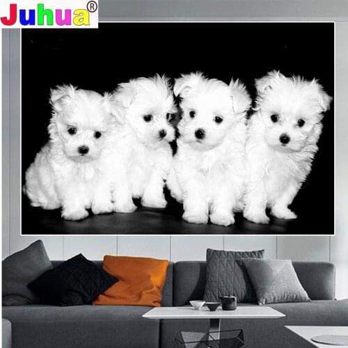 Diy 5d diamond mazayka white maltese Dogs Puppy Pet dimond painting animals full square/round drill embroidery sale kit PO380