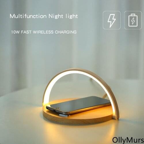 Qi Wireless Charger Table Lamp For iPhone X XS 11 12 PRO Max Mobile Phone Charging Holder Night Light Pad Phone Stand For Xiaomi