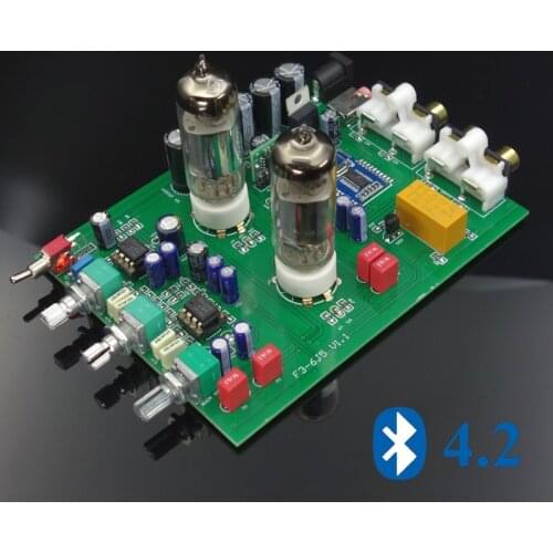 NEW Bluetooth 6J5 Tube Preamplifier Tone Board NE5532 Preamp Tweeter Bass Adjust Bile Pre Speakers Amplifier DIY Analog Input