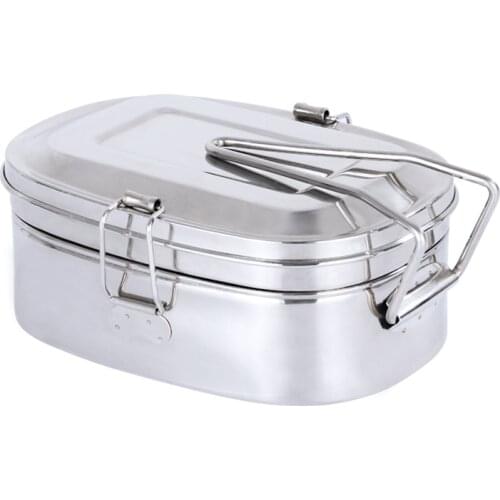 Wholesale Eco Friendly Kid Takeaway Foldable 2 Layers Stainless Steel Metal Food Bento Tiffin Carrier Lunch Box