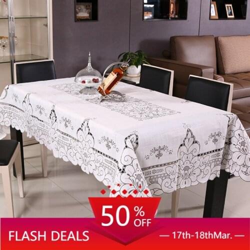 Pastoral Fabric Hand-Printed Hollow Table Cloth High-End Tablecloth Multi-Purpose Dust Towel Large Kerchief round table