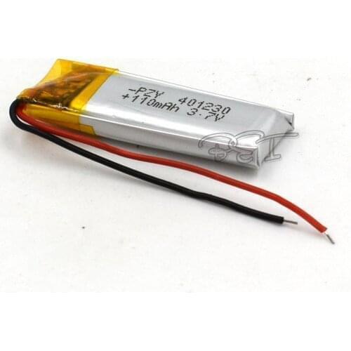 5Pcs Rechargeable Li-Polymer lithium battery 3.7V 401230 110mAh Battery With PMC For Toy MP3 MP4 GPS Speaker LED Light Camera