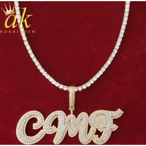 Custom Name Plates Pendant Hip Hop Street Rock Jewelry Double Color Solid Back