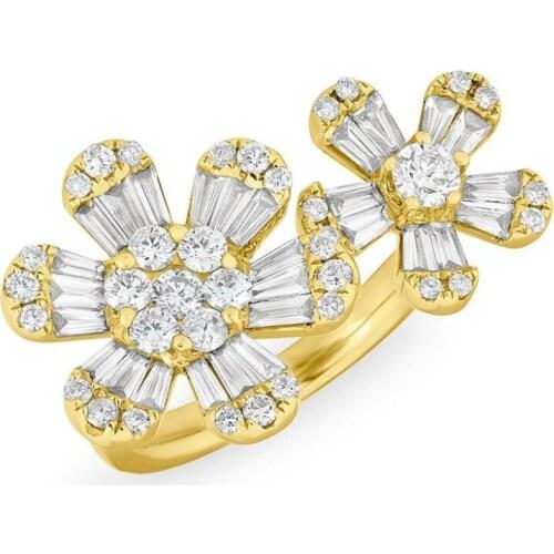 Luxury open resizable rings for women white AAA cubic zirconia cz flowers charm finger female lady jewelry ring