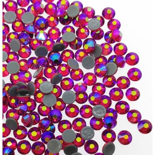 TopStone Lt Siam AB HotFix Rhinestones FlatBack Glass Crystal ss10 ss16 ss20 ss30 Crystal Iron On Stones For Dress Making