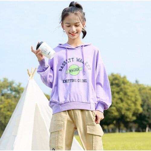 Girls' Hoodies Sweatshirts Babys Kids Outwear 2021 White Spring Autumn Top Teenagers Pullover Formal Sport Cotton Childrens Cl