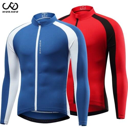 WOSAWE Cycling Jersey men Tight Mesh Breathable Quick dry ciclismo Bike Jersey Long Sleeve Sweatshirt MTB Bicycle shirt clothing